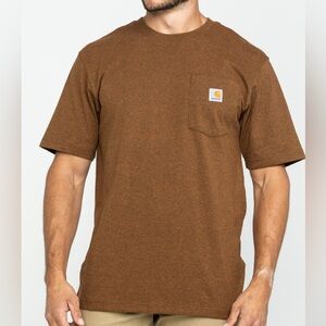 Carhartt Short Sleeve Brown Loose Fit Crew Neck Shirt, Size Large